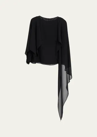 Maison Margiela Asymmetric Draped Chiffon Top
