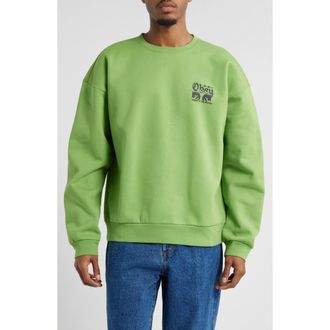 Obey Submit Extra Heavy Crewneck Graphic Sweatshirt in Piquant Green at Nordstrom Rack, Size Large