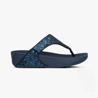 FitFlop Fitflop Womens LULU GLITTER Ladies Toe Post Sandals Midnight Navy - Blue - Size UK 8