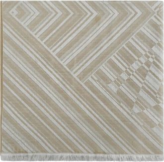 Max Mara Accessoires, Dames, Beige, ONE Size, Wol, Jacquard Sjaal van Wol en Zijde