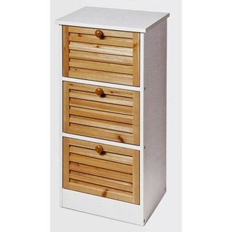 Trade Shop TrAdE Shop Traesio - Cassettiera Multiuso A 3 Cassetti Mobiletto In Legno Di Abate 31,5x30x63,5cm Bagno Ingresso