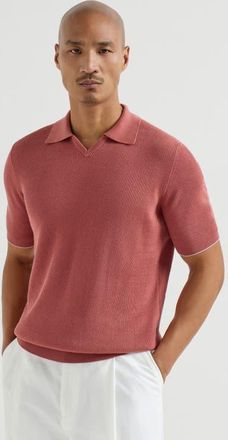 Brunello Cucinelli Cotton English rib knit polo in Orange at Nordstrom, Size 58 It