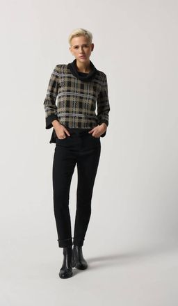 Joseph Ribkoff Cowl Neck Sweater In Black Multi