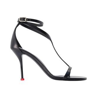 Alexander McQueen Alexander McQueen, High Heel Sandals, female, Black, Size: 10 US Leather Ankle Strap Stiletto Sandals