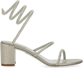 Rene Caovilla Cleo Sandalen met Hoge Hak - Dames - Sandalen met hakken - Grijs - 37 1/2 EU - Leer - Schoenen