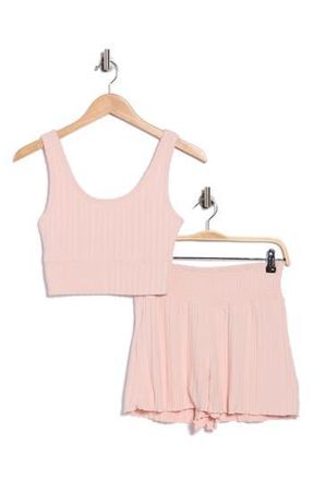 Yogalicious Brushed Ribbed Short Pajamas in Porcelain Petal at Nordstrom Rack, Size Xx-Large