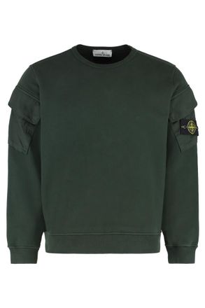 Stone Island Green Crew Neck Logo Sweatshirt