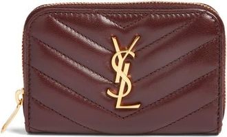 Saint Laurent Cassandre Quilted Card Wallet in Rouge Cabernet at Nordstrom