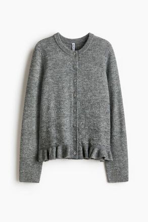 H&M Pointelle-knit Cardigan in Gray Melange at Nordstrom, Size Xx-Large