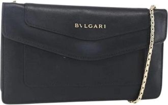 Bulgari Pre-owned Cross Body Bags, female, Black, Size: ONE SIZE Pre-owned Vintage Leather Shoulder Bag