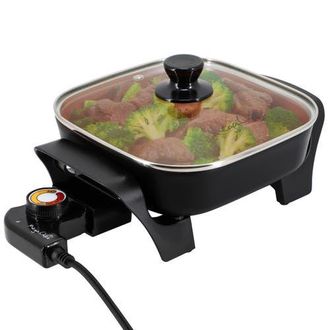 MegaChef 8 Inch Electric Skillet with Lid in Black with Copper Coating at Nordstrom