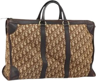 Dior Pre-owned Trotter Canvas Boston Tas - Dames - Vintage Weekendtas - Bruin - ONE Size - Leer - Vintage
