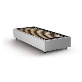 Talamo Italia Dmora - Cama Individual Dfazzin, Cama Contenedor Con Revestimiento De Tela, 100% Made In Italy, Apertura Frontal, Adecuado Para Colch&oacute;n Cm 90x190, Bla
