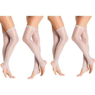 Lechery 4-Pack Womens Stirrup Thigh High Colored Cocktail Stockings in Grey at Nordstrom, Size Large