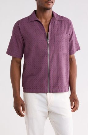 Raga Man Azzish Zip Cotton Shirt in Aubergine at Nordstrom Rack, Size Xx-Large