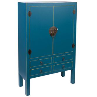 Wanderlust Deco Armario de madera 4 cajones y 2 puertas