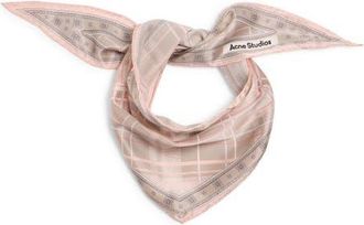 Acne Studios Volta Check Organic Silk Triangle Scarf in Pink/taupe at Nordstrom
