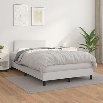 vidaXL Vidaxl - Cama Box Spring Con Colch&oacute;n Cuero Sint&eacute;tico Blanco 120x200 Cm