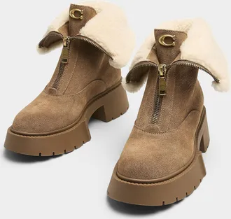Coach Womens Leah shearling zipped boots Women