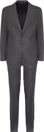 Tagliatore Two-Button Pinstripe Suit - Heren - Business pakken - Grijs - L - Wol - Kostuums