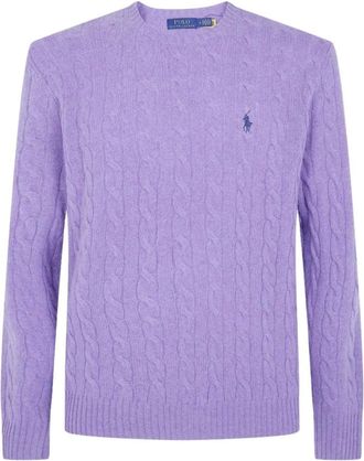 Polo Ralph Lauren Truien & Vesten, Heren, Paars, S, Wol, Wol & Kasjmier Kabelgebreide Trui