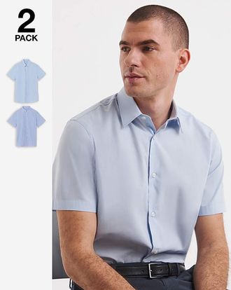 Jacamo 2 Pack Short Sleeve Formal Shirts