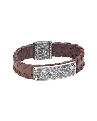 Samuel B. Silver Dragon Leather Bracelet