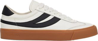 Superga Unisex Adult 4834 Club S Swallow Contrast Detail Vegan Leather Trainers (White/Black/Gum) - Size UK 6.5