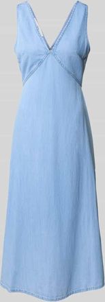 Mango Jeanskleid mit V-Ausschnitt Modell SIROS in Jeansblau, Größe XS