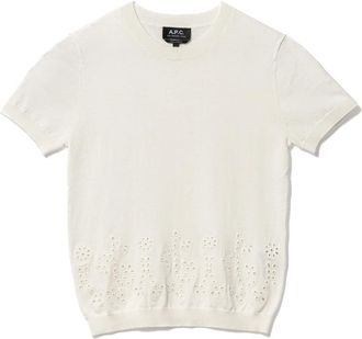 A.P.C. Round-neck Knitwear, female, White, S, White Cotton Cashmere Top Round Neck