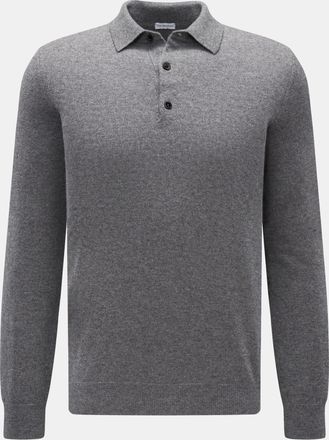 Braun Hamburg Men - Cashmere knit polo grey mottled
