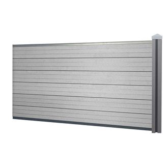 Hhg Hhg - Nunca Usado] Biombo Wpc Sarthe, Valla Cortaviento, Poste Wpc, Elemento De Prolongaci&oacute;n Bajo, 1.88m Gris