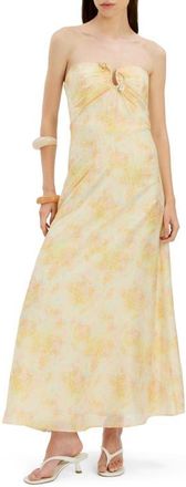 Bardot Amina Strapless Maxi Dress in Yellow Floral at Nordstrom, Size 10
