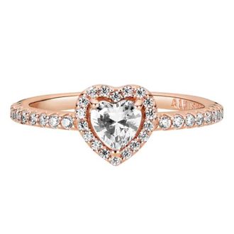 Pandora Timeless 14k Rose Gold-Plated Sparkling Heart Ring, Size 54