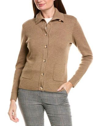 Bruno Magli Merino Wool Epaulet Sweater Jacket