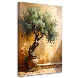 Feeby Cuadro En Lienzo, Olivo Contra Un Fondo De Pared En Beige, 80x120