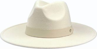MARCUS ADLER Vegan Leather Trim Felt Fedora in Ivory at Nordstrom Rack