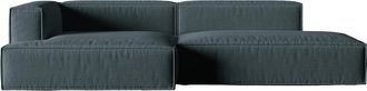 MICADONI Modulares 4-Sitzer Design Ecksofa Nuria mit Ottomane rechts - Strukturstoff