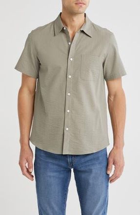 Joe's Cotton Seersucker Short Sleeve Button-Up Shirt in Olive at Nordstrom Rack, Size Xx-Large