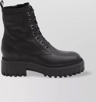 Hogan smooth leather combat boots