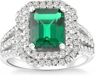 Pompeii3 Certified 6Ct Aria Emerald Diamond Engagement Ring 14k Gold/Platinum Lab Grown