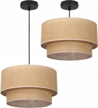 OEM L&aacute;mpara De Techo Colgante, Pantalla De Yute, 45 Cm, Doble