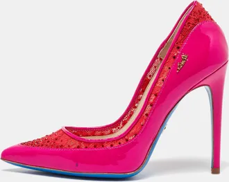 Loriblu Multicolor Lace And Patent Leather Pointed Toe Pumps