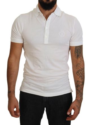 Dolce & Gabbana Mens Classic Polo Shirt Short Sleeves - White Cotton - Size EU 44 (Mens)