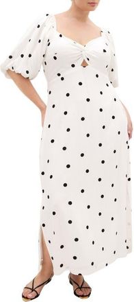 City Chic Nala Dot Maxi Dress in Black Polka Dot at Nordstrom, Size Xxxs