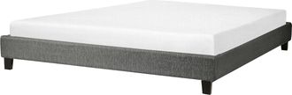 Beliani Cama Tapizada Gris 180 X 200 Cm Con Somier Sin Cabecero Roanne