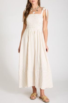 Blu Pepper Stripe Cotton Maxi Sundress in Light Taupe at Nordstrom, Size Medium