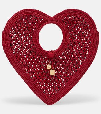 Jacquemus Borsa a mano Spiaggia Coeur Small in rafia