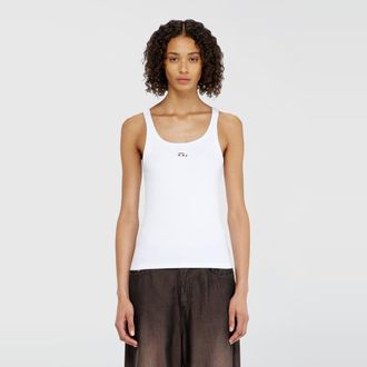 Diesel Slim tank top with laser-cut Oval D - Tops - Woman - White