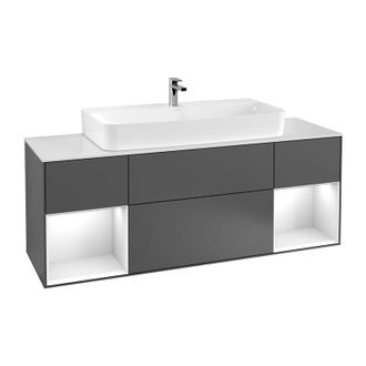 Villeroy & Boch Villeroy&boch - Finion, Muebles De Ba&ntilde;o, 1600 X 603 X 501 Mm, Angular, Con Estanter&iacute;a (iluminada), Modelo Suspendido, En Madera, Lavabo En El Medio, I